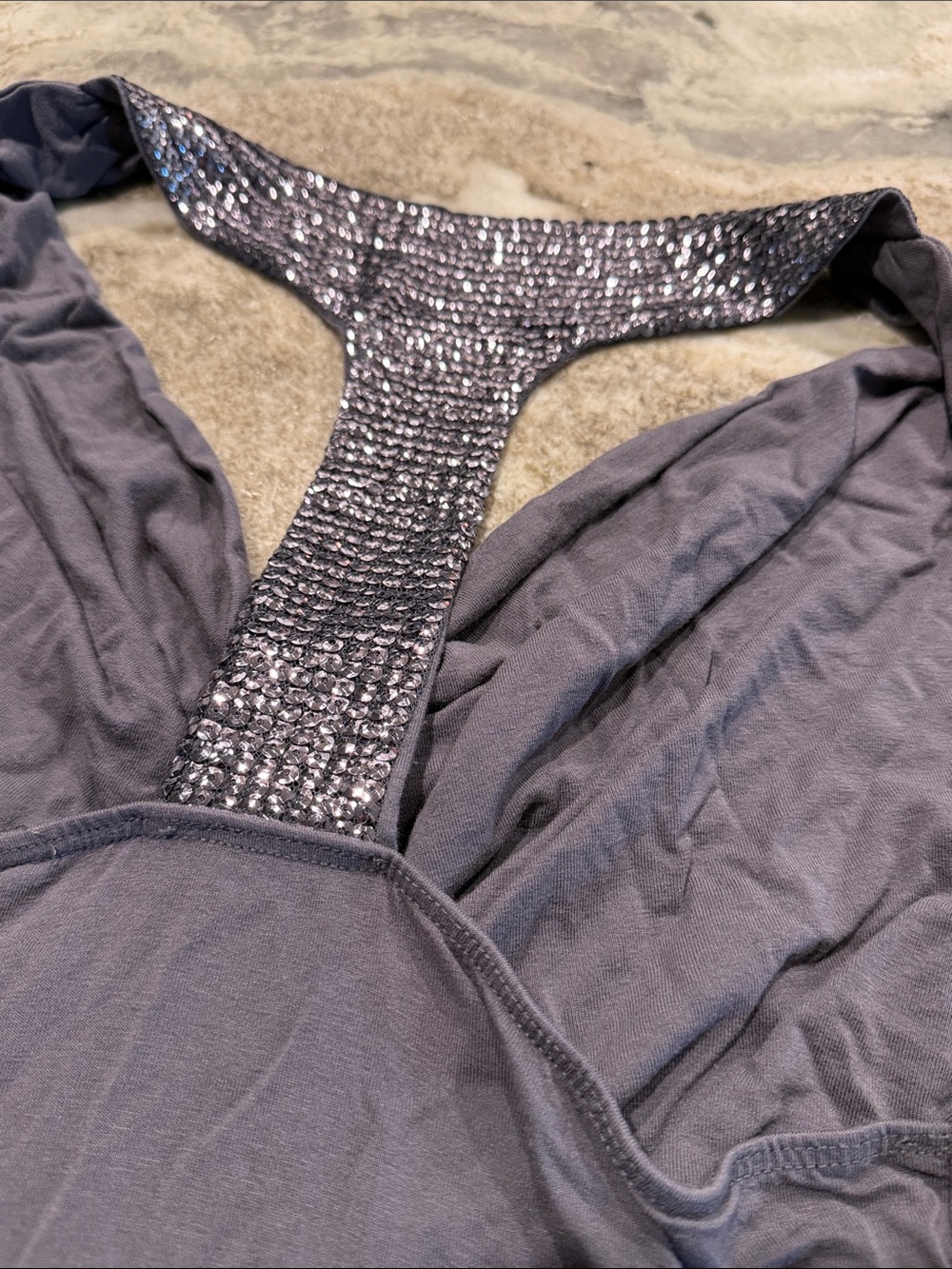 Daytrip Slate Gray Racerback Tank with Gathered Hem - Picture 4 of 4